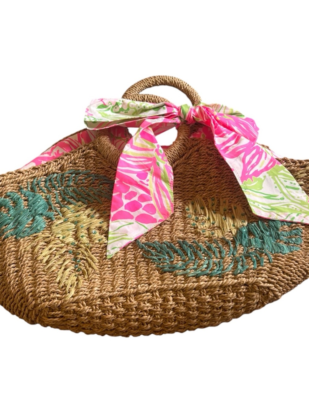 Lilly Pulitzer Flora straw tote